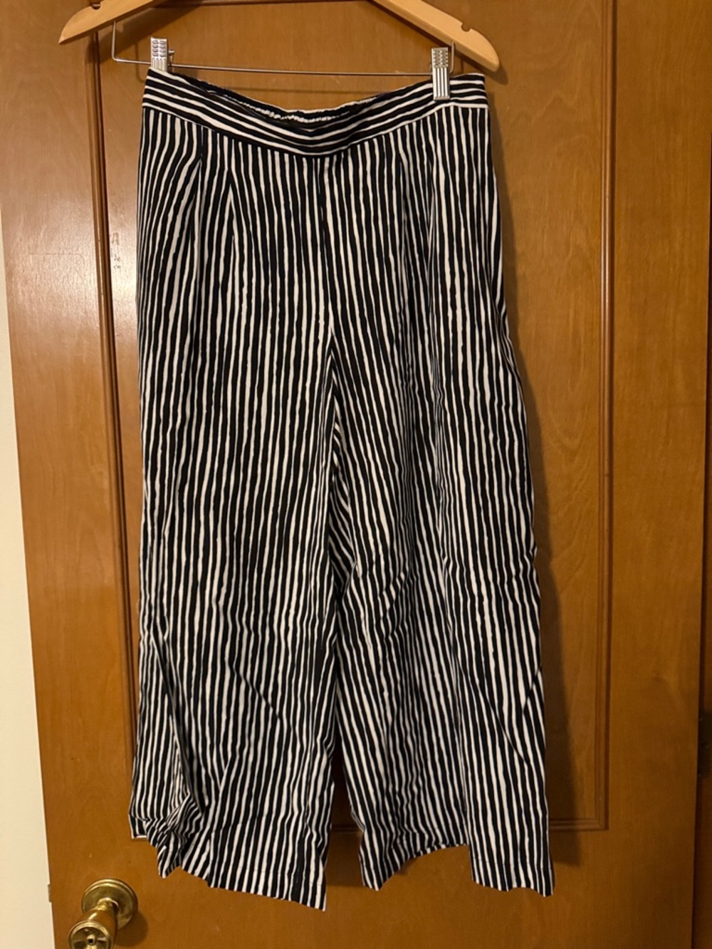 Apt. 9 Black and White Striped Cropped Wide-Leg Pants